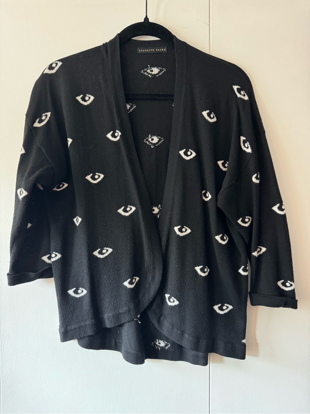 Black Cardigan with Eye Pattern